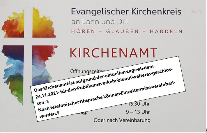 Kirchenamt geschlossen